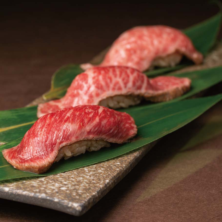 Kobe beef steak sushi, the beef set on seasoned rice