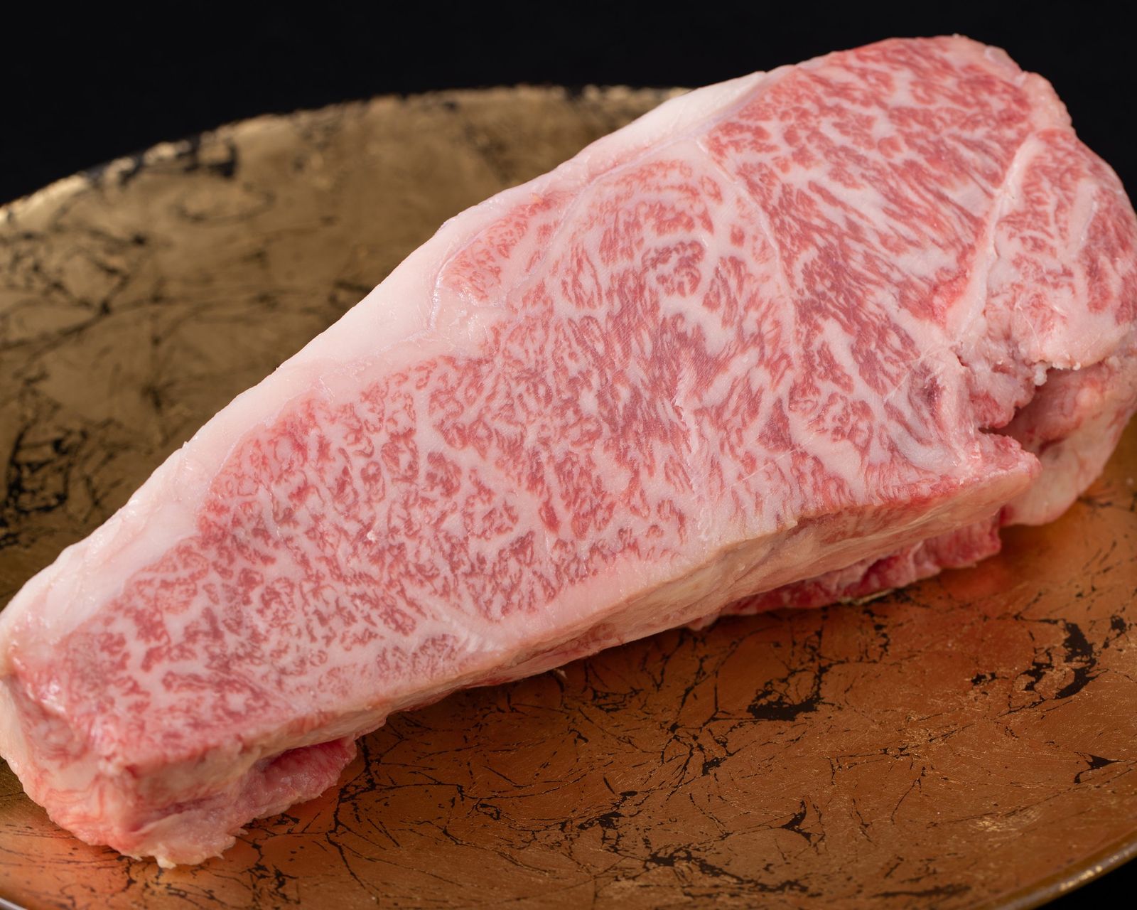 Premium Kobe beef sirloin steak with fine marbling